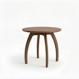 Walnut 19.6"W x 19.6"D x 19.6"H Solid Ash Wood Round Side Table with Curved Legs Image - 2