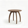 Walnut 19.6"W x 19.6"D x 19.6"H Solid Ash Wood Round Side Table with Curved Legs Image - 2