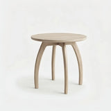 Nature 19.6"W x 19.6"D x 19.6"H Solid Ash Wood Round Side Table with Curved Legs Image - 4