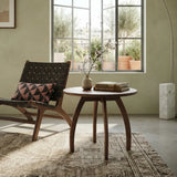 Solid Ash Wood Round Side Table with Curved Legs Image - 6