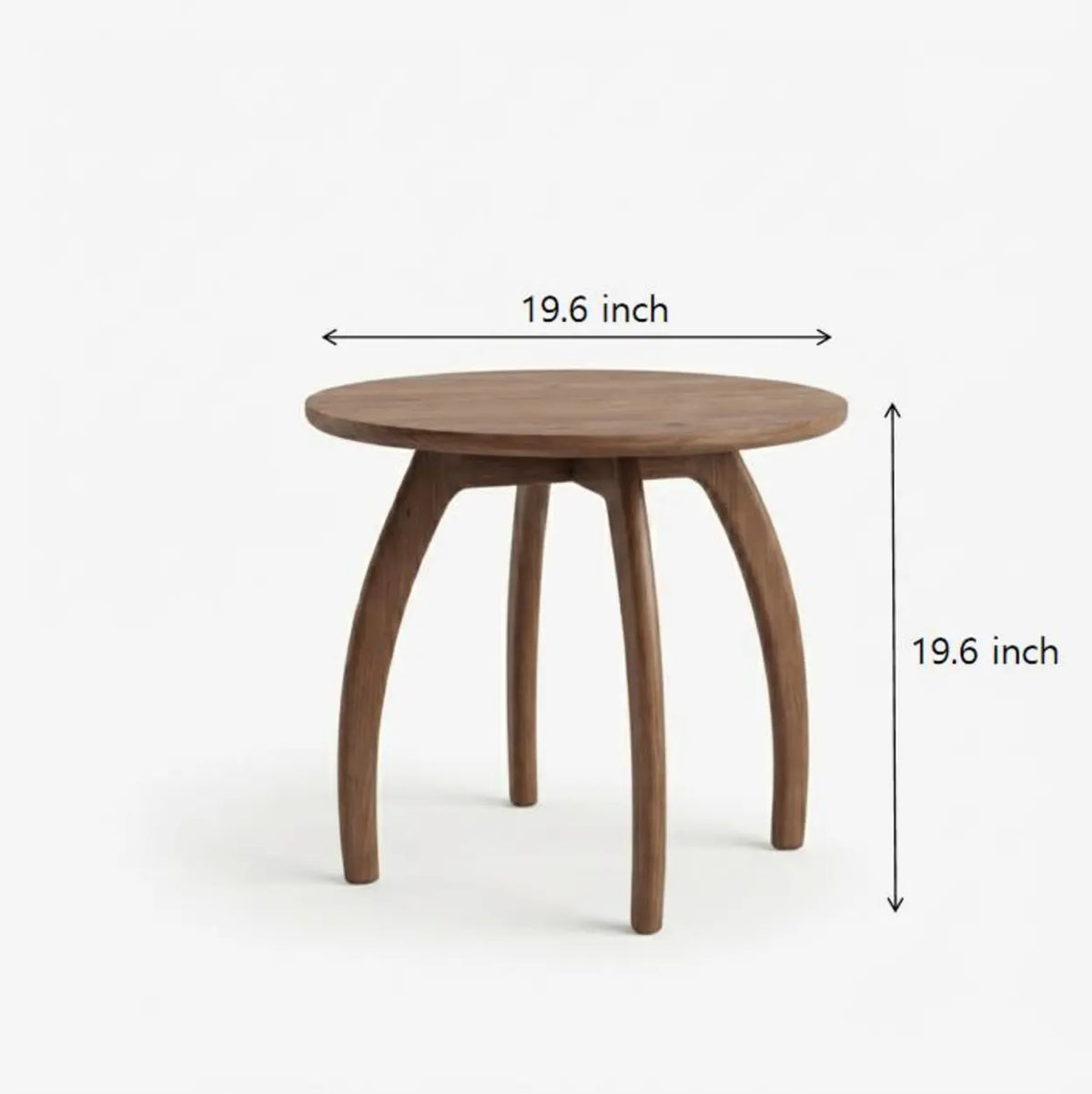 Solid Ash Wood Round Side Table with Curved Legs Image - 9