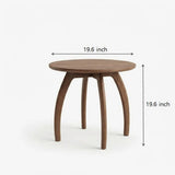 Solid Ash Wood Round Side Table with Curved Legs Image - 9