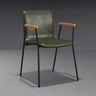 Solid Back Leather Upholstered Armrest Dining Chair Image - 17