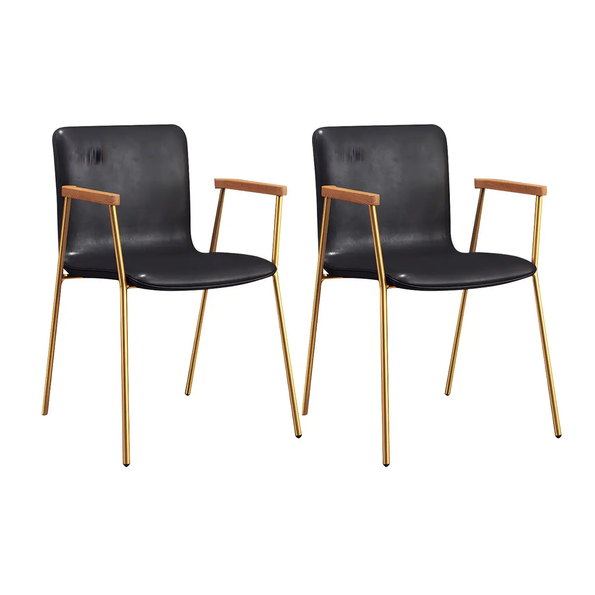 Solid Back Leather Upholstered Armrest Dining Chair Image - 21