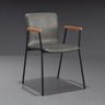 Solid Back Leather Upholstered Armrest Dining Chair Image - 8