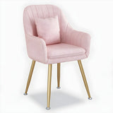 Solid Back Metal Leg Upholstered Dining Arm Chair Image - 10