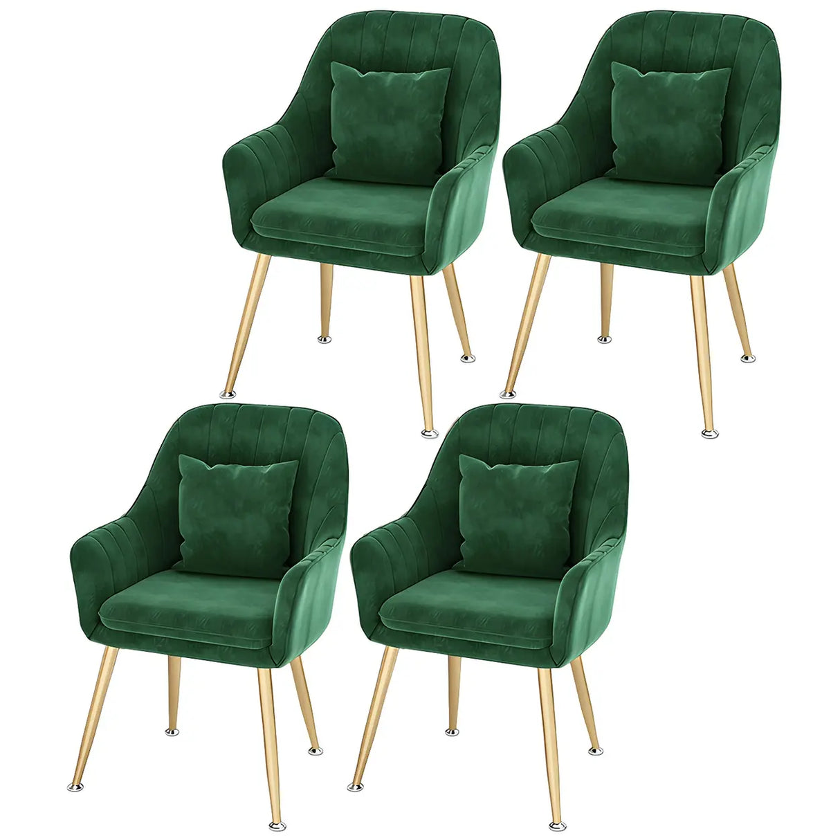 Solid Back Metal Leg Upholstered Dining Arm Chair Image - 12