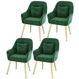 Solid Back Metal Leg Upholstered Dining Arm Chair Image - 12