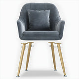 Solid Back Metal Leg Upholstered Dining Arm Chair Image - 16