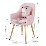 Solid Back Metal Leg Upholstered Dining Arm Chair Image - 20