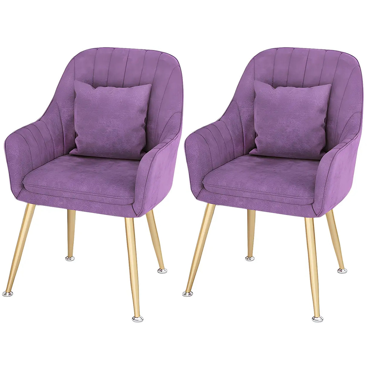 Solid Back Metal Leg Upholstered Dining Arm Chair Image - 21