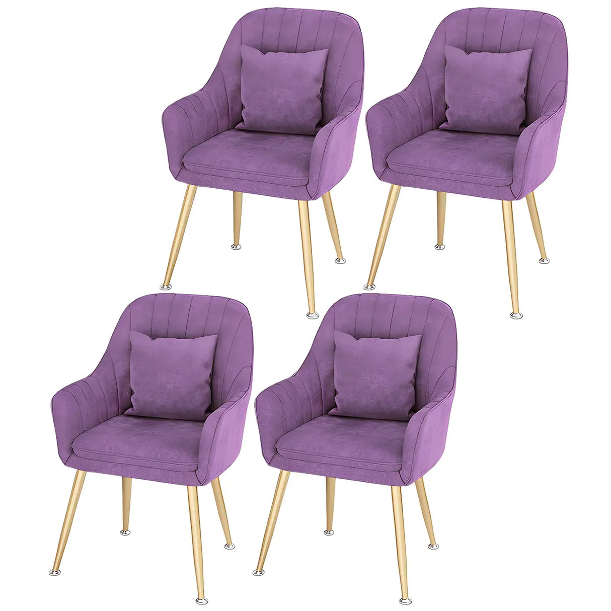 Solid Back Metal Leg Upholstered Dining Arm Chair Image - 23