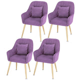 Solid Back Metal Leg Upholstered Dining Arm Chair Image - 23