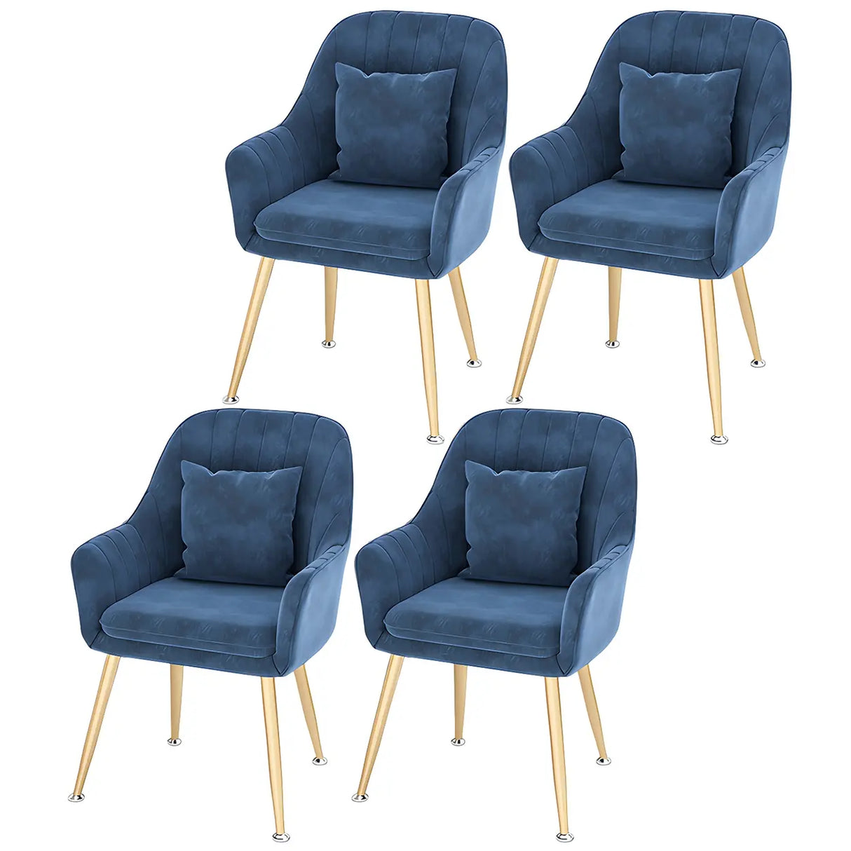 Solid Back Metal Leg Upholstered Dining Arm Chair Image - 29
