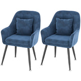 Solid Back Metal Leg Upholstered Dining Arm Chair Image - 33