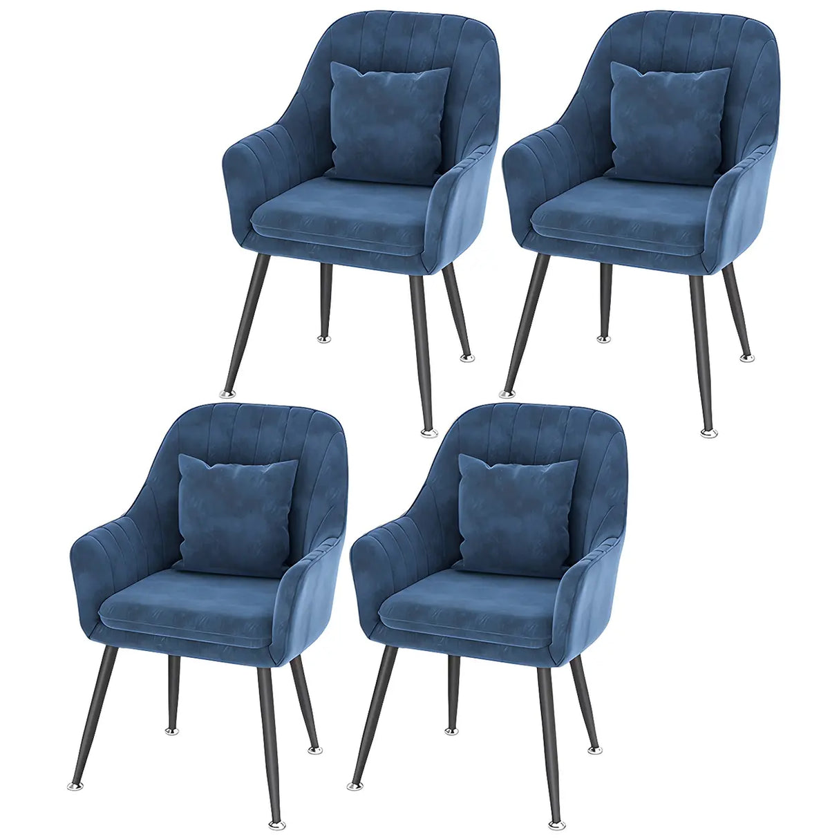 Solid Back Metal Leg Upholstered Dining Arm Chair Image - 34