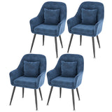 Solid Back Metal Leg Upholstered Dining Arm Chair Image - 34