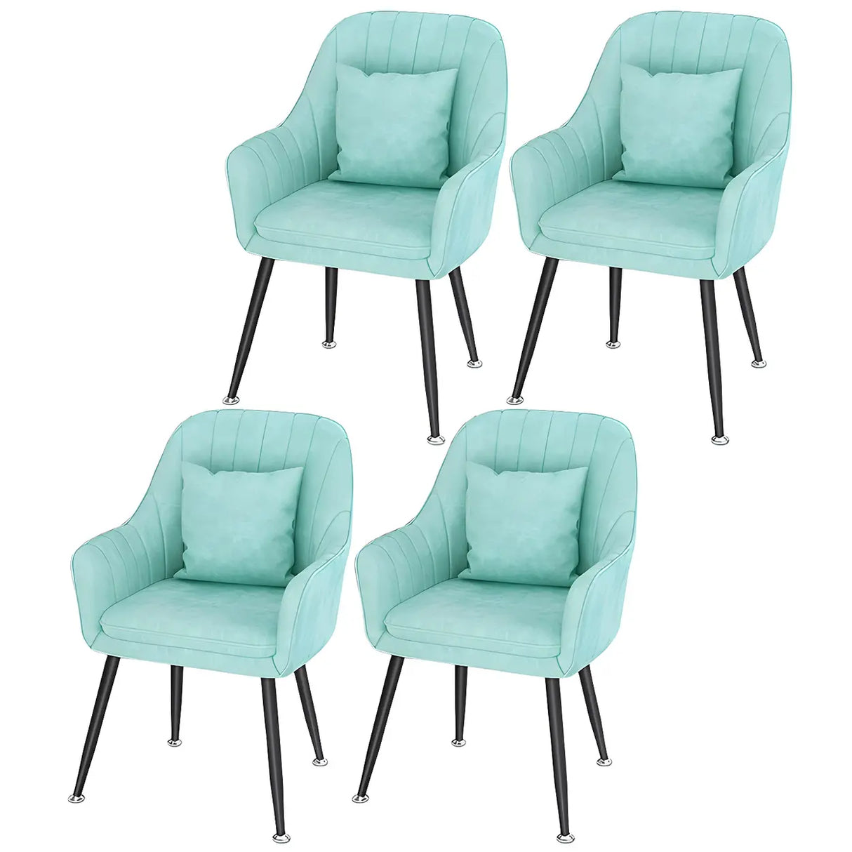 Solid Back Metal Leg Upholstered Dining Arm Chair Image - 37