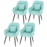 Solid Back Metal Leg Upholstered Dining Arm Chair Image - 37