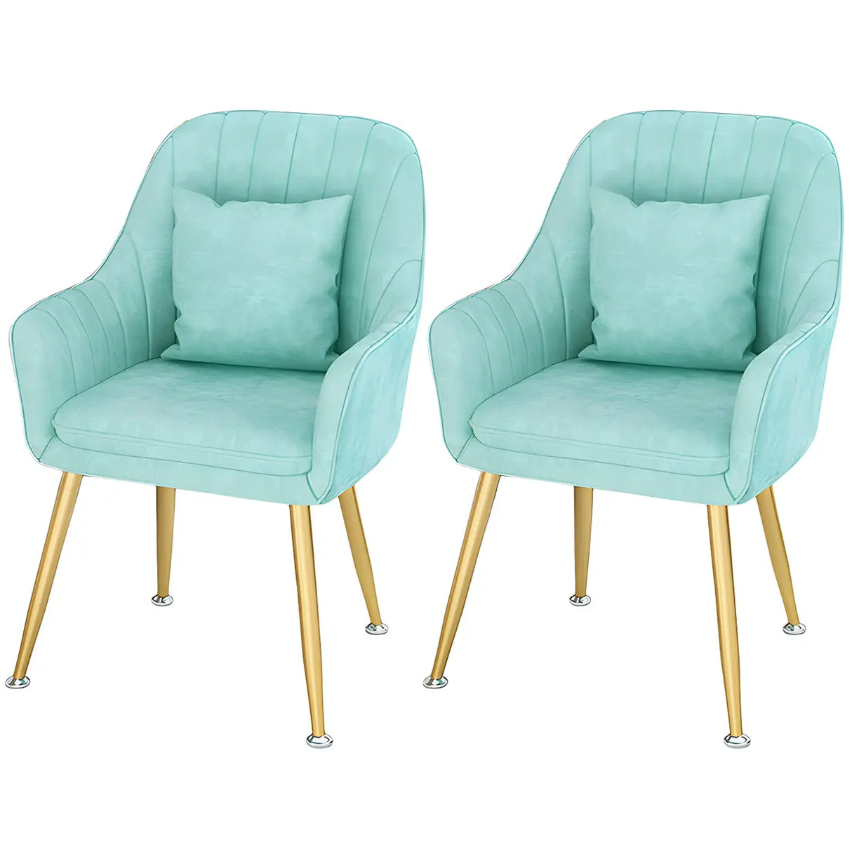 Solid Back Metal Leg Upholstered Dining Arm Chair Image - 39