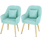 Solid Back Metal Leg Upholstered Dining Arm Chair Image - 39