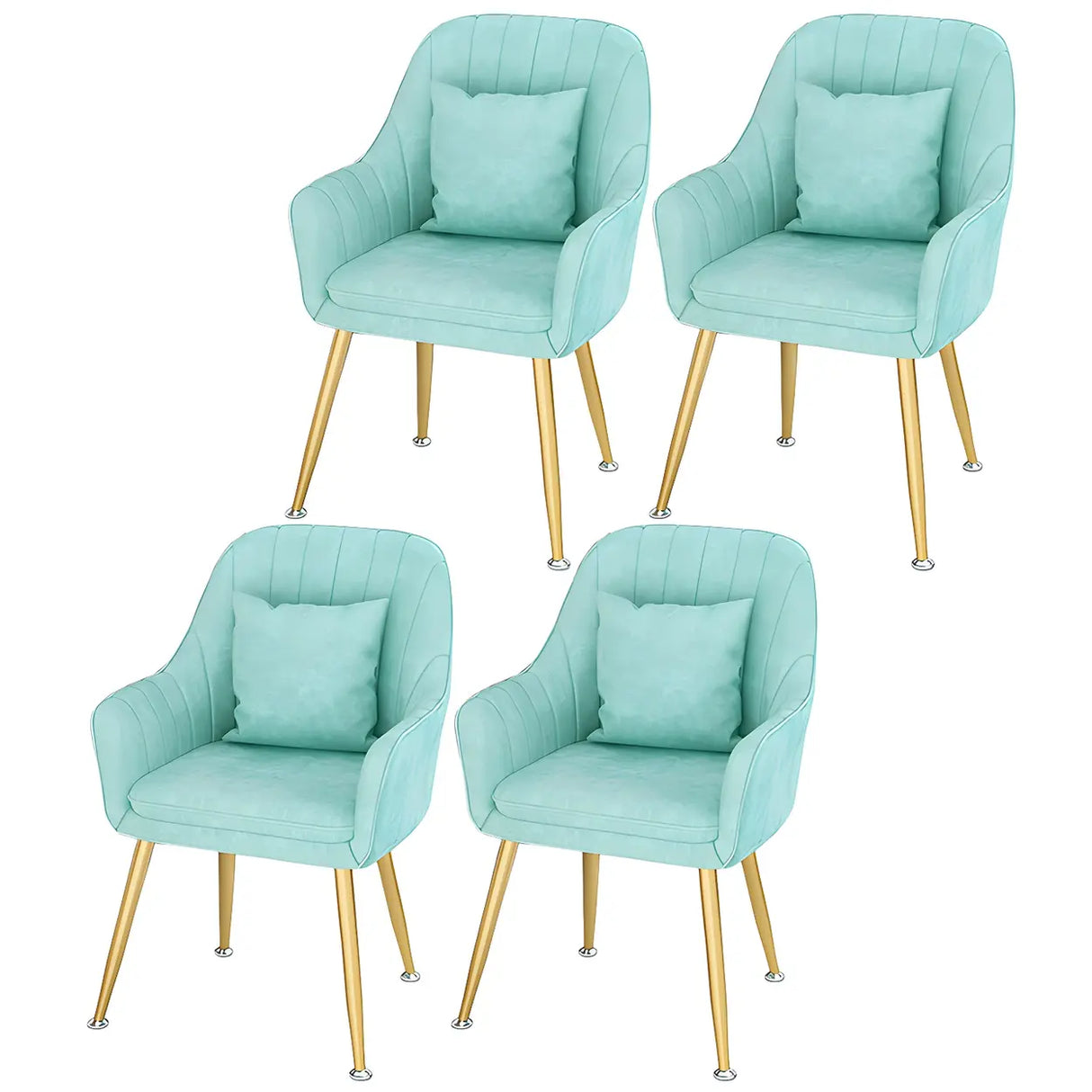 Solid Back Metal Leg Upholstered Dining Arm Chair Image - 40