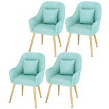 Solid Back Metal Leg Upholstered Dining Arm Chair Image - 40