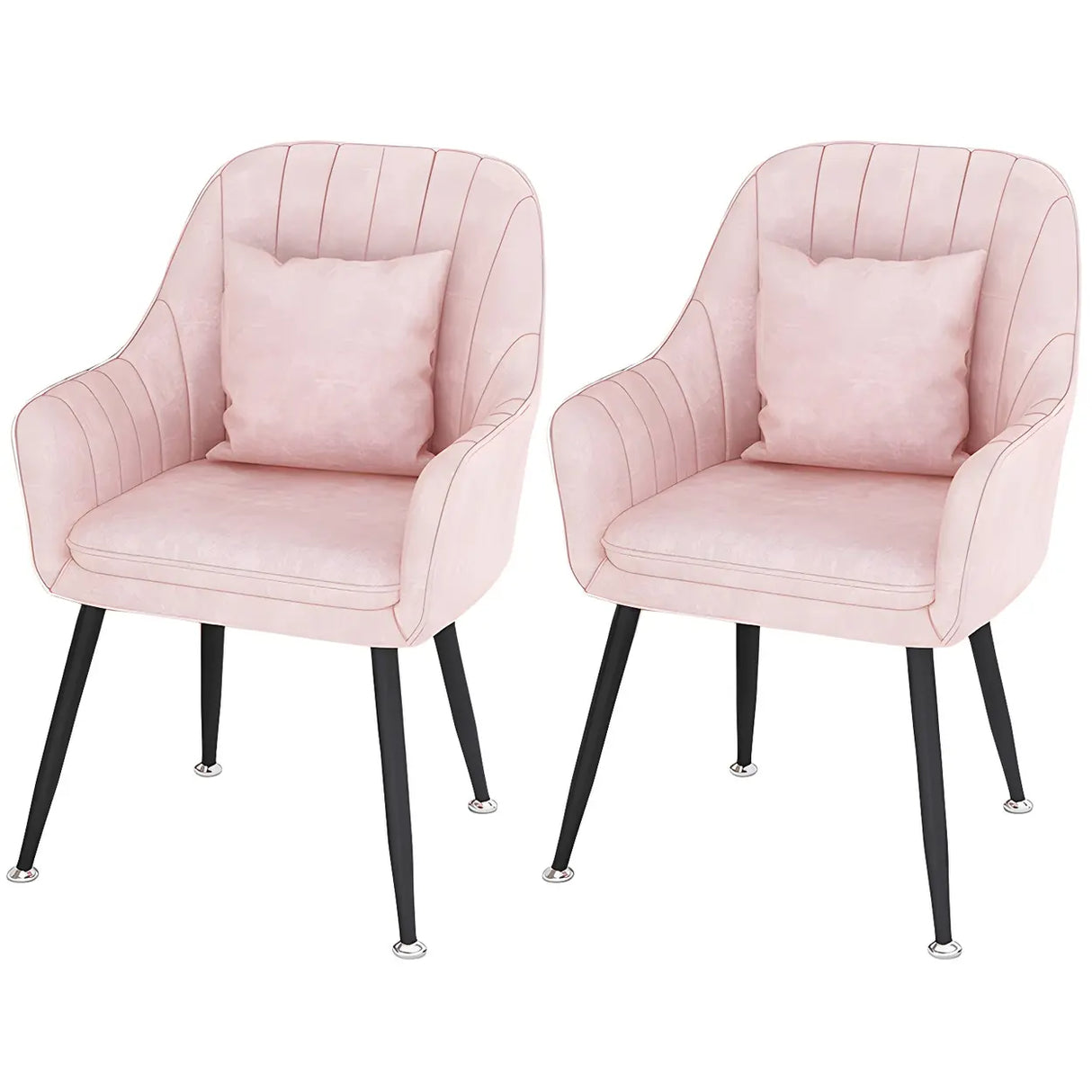 Solid Back Metal Leg Upholstered Dining Arm Chair Image - 42