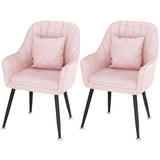 Solid Back Metal Leg Upholstered Dining Arm Chair Image - 42