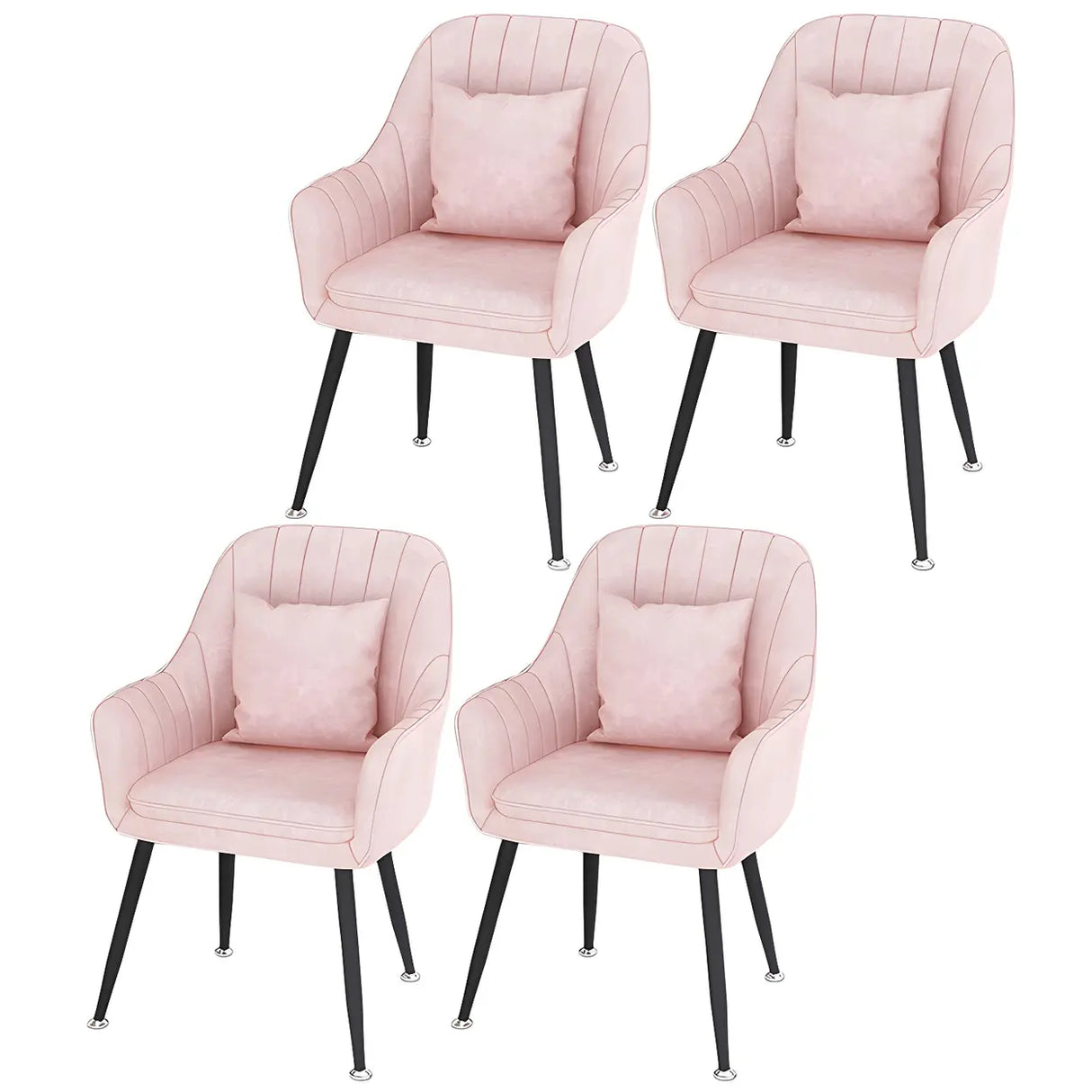 Solid Back Metal Leg Upholstered Dining Arm Chair Image - 43