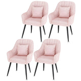 Solid Back Metal Leg Upholstered Dining Arm Chair Image - 43