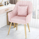 Solid Back Metal Leg Upholstered Dining Arm Chair Image - 44