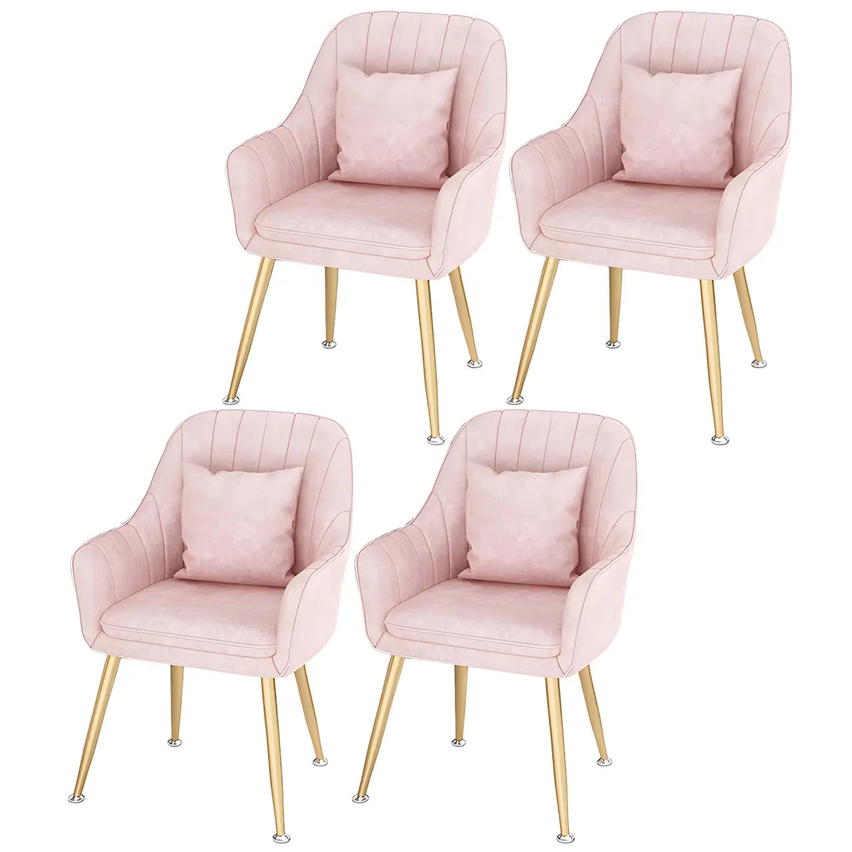 Solid Back Metal Leg Upholstered Dining Arm Chair Image - 46