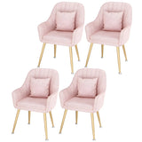 Solid Back Metal Leg Upholstered Dining Arm Chair Image - 46