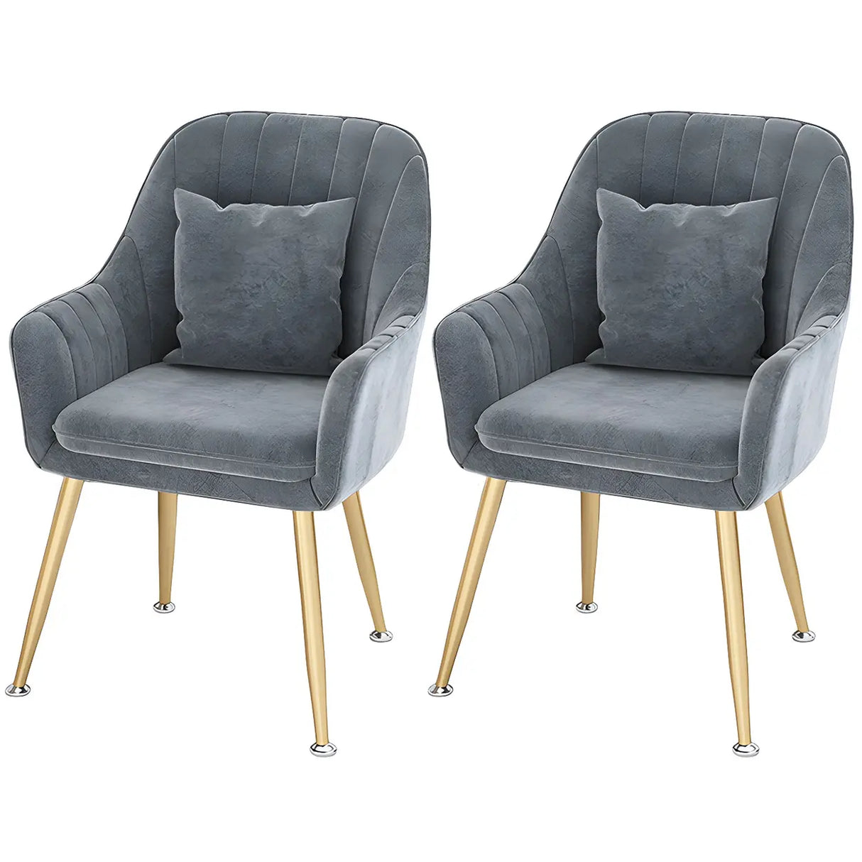 Solid Back Metal Leg Upholstered Dining Arm Chair Image - 48