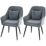 Solid Back Metal Leg Upholstered Dining Arm Chair Image - 51