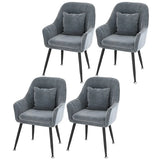 Solid Back Metal Leg Upholstered Dining Arm Chair Image - 52