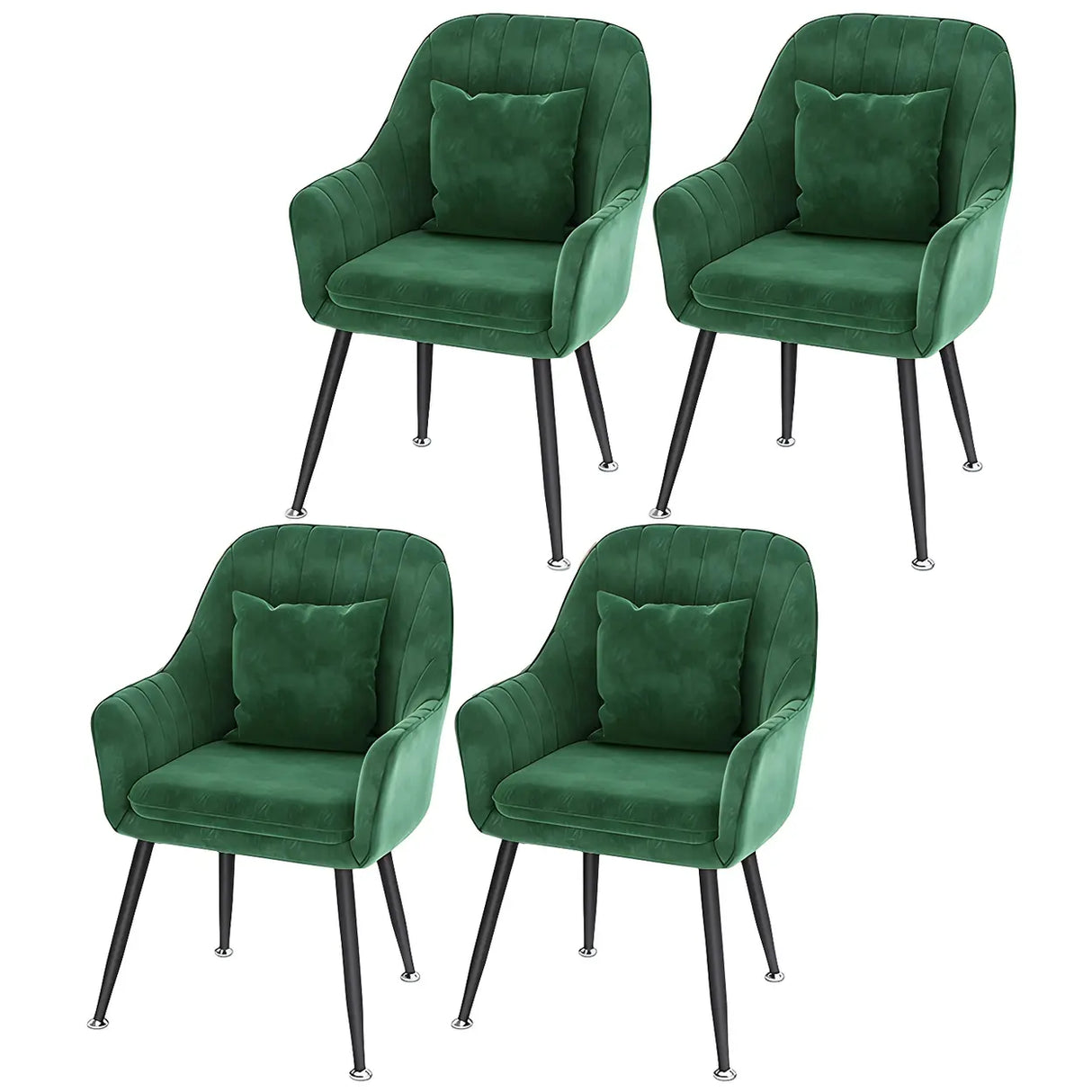 Solid Back Metal Leg Upholstered Dining Arm Chair Image - 6