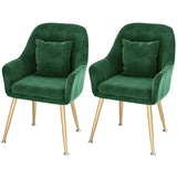 Solid Back Metal Leg Upholstered Dining Arm Chair Image - 9