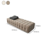 Solid Beige Upholstered Short Height Bedroom Bench Image - 11