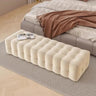 Solid Beige Upholstered Short Height Bedroom Bench Image - 3