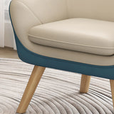  Solid Color Fixed Back Natural Wood Four Legs Arm Chair Image - 10