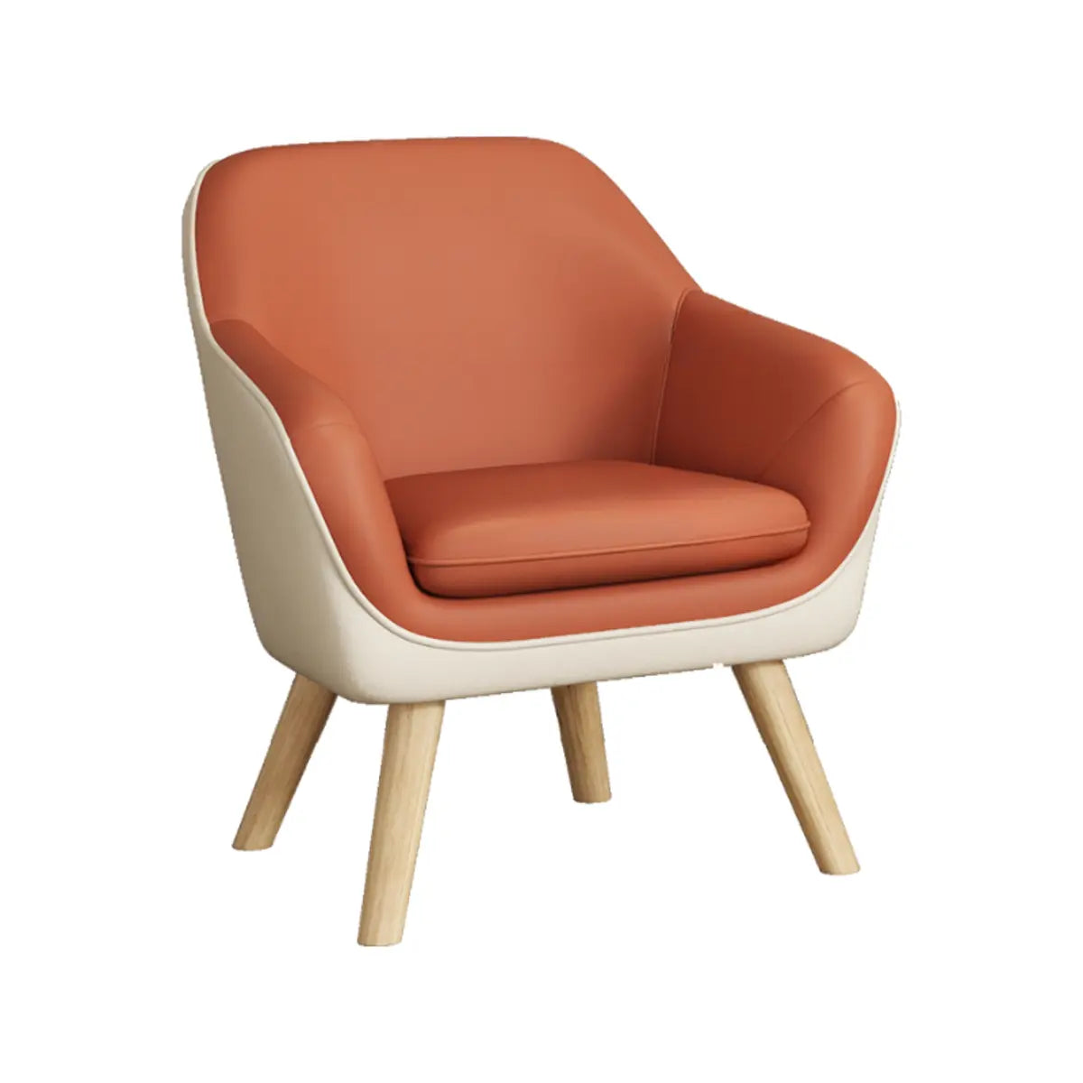  Solid Color Fixed Back Natural Wood Four Legs Arm Chair Image - 8