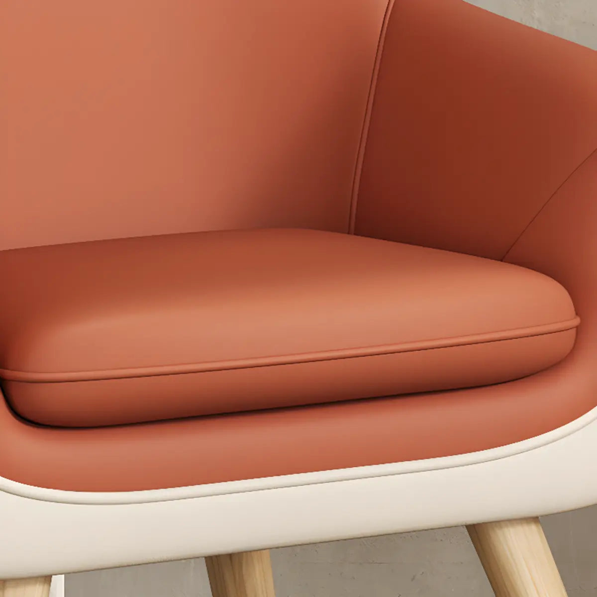  Solid Color Fixed Back Natural Wood Four Legs Arm Chair Image - 9