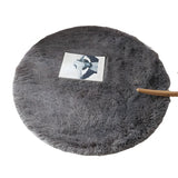 Solid Color Round Shag Polyester Green Plush Area Rug Image - 10