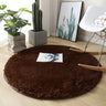 Solid Color Round Shag Polyester Green Plush Area Rug Image - 13