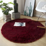 Solid Color Round Shag Polyester Green Plush Area Rug Image - 15