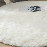 Solid Color Round Shag Polyester Green Plush Area Rug Image - 16