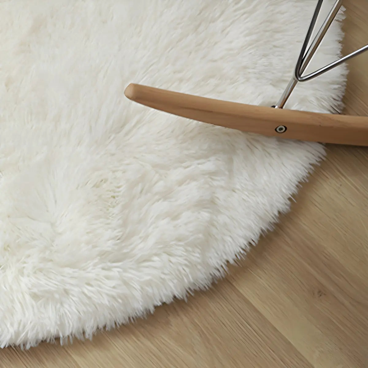 Solid Color Round Shag Polyester Green Plush Area Rug Image - 17