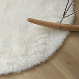 Solid Color Round Shag Polyester Green Plush Area Rug Image - 17